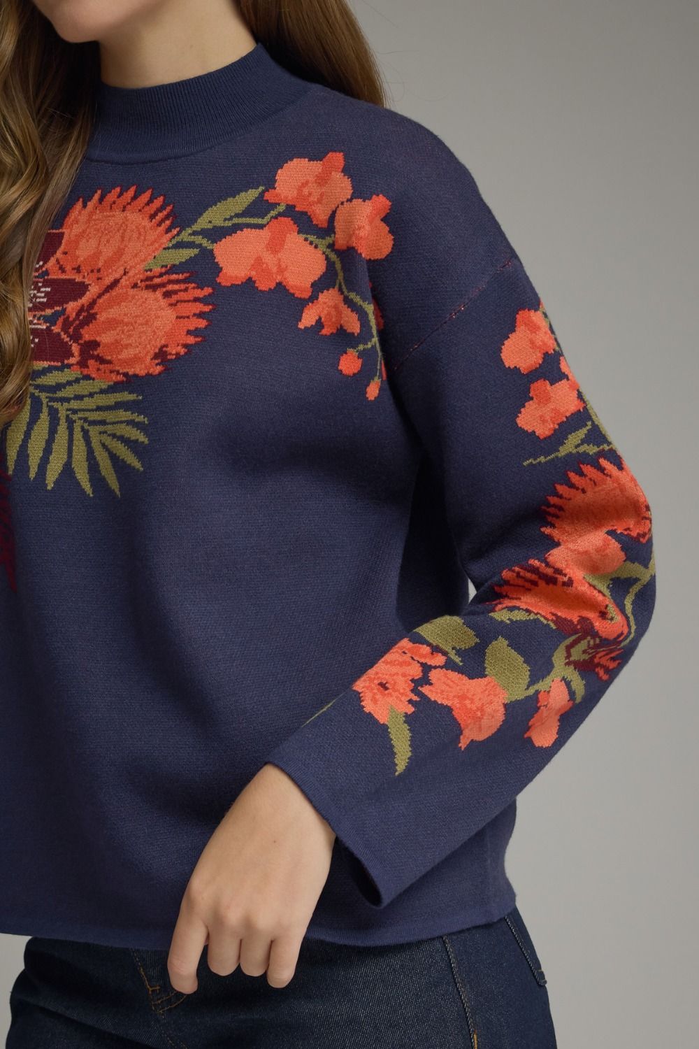 Navy Bloom Knit Sweater