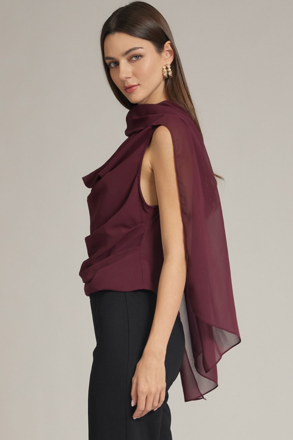 Bordeaux Scarf Blouse