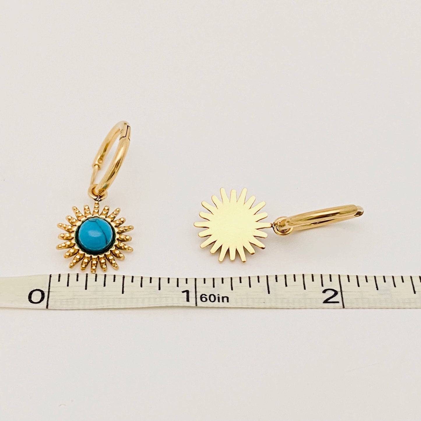 18K Gold-plated Stainless Steel Turquoise Huggie Earring