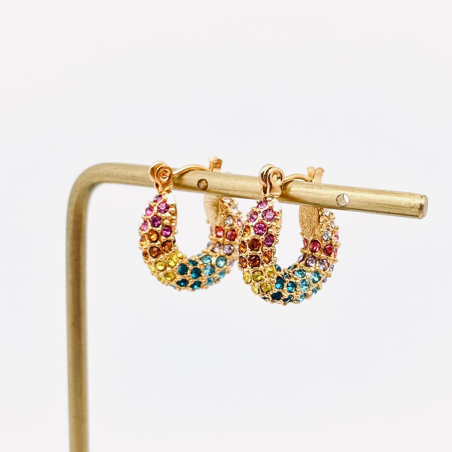 Sparkling 18K Gold Plated Stainless Steel Hoop Earrings