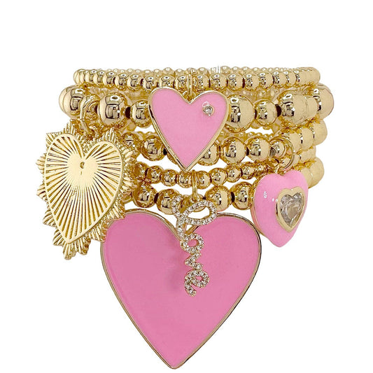 Valentina Pink Love Heart Bracelets