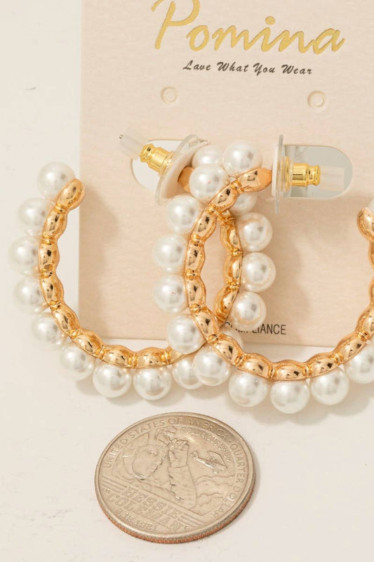Pearl Beaded Hoop Earrings