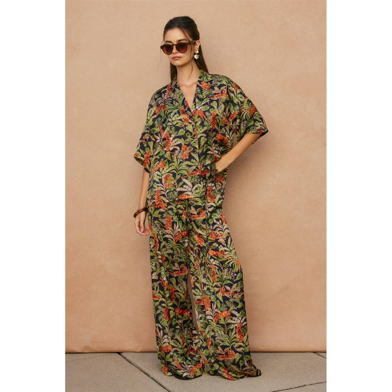 Palm Breeze Looped Belt Pants
