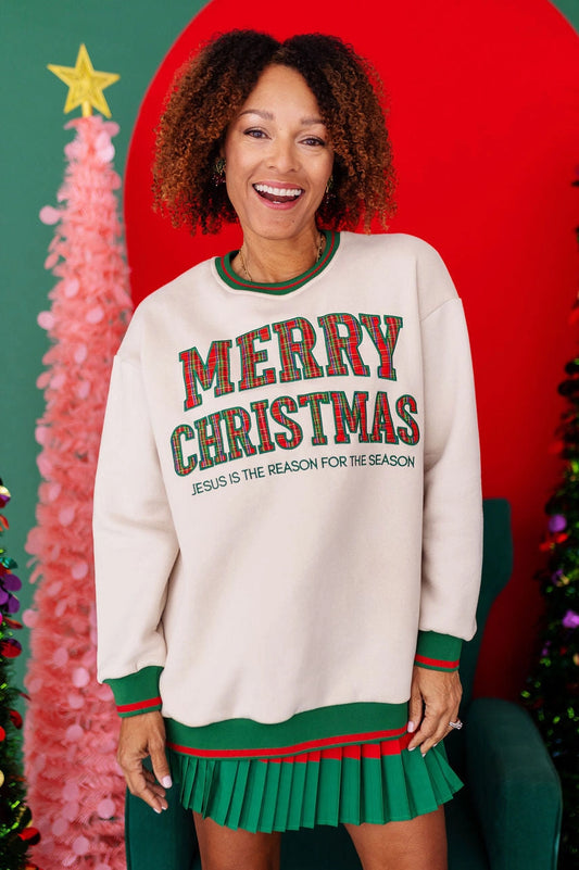 Merry Christmas Tartan Plaid Tunic Sweatshirt