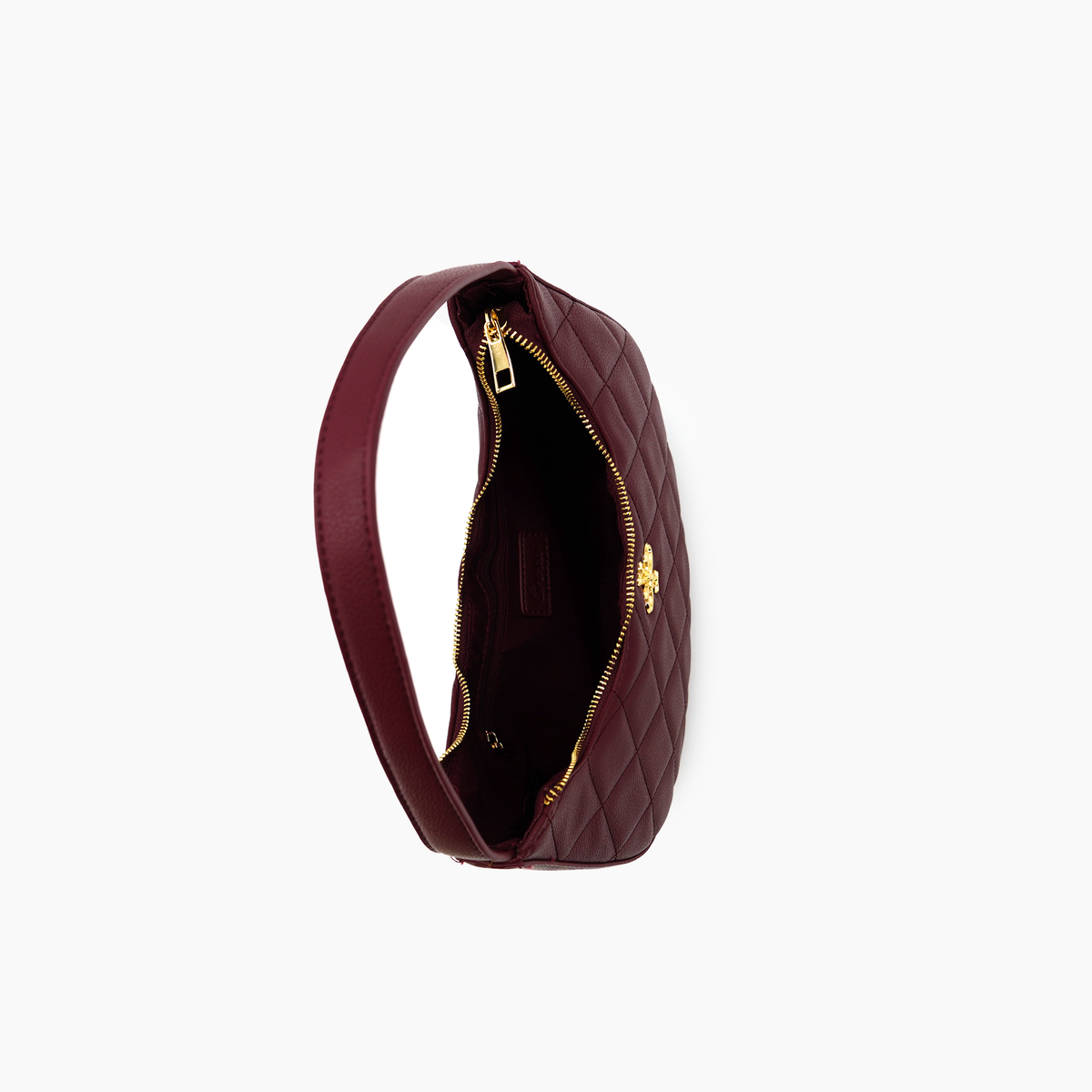 Burgundy Astra Quilted Tote Halfmoon Shoulder Purse