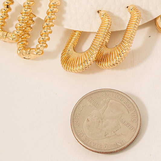 Mixed Rectangular Hoop Earrings Set