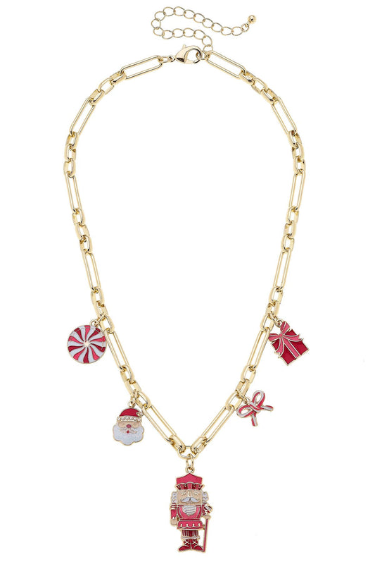 Christmas Cheer Enamel Charm Necklace