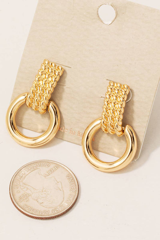 Metallic Braid And Hoop Dangle Earrings