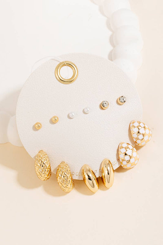 Mixed Huggie And Stud Earrings Set