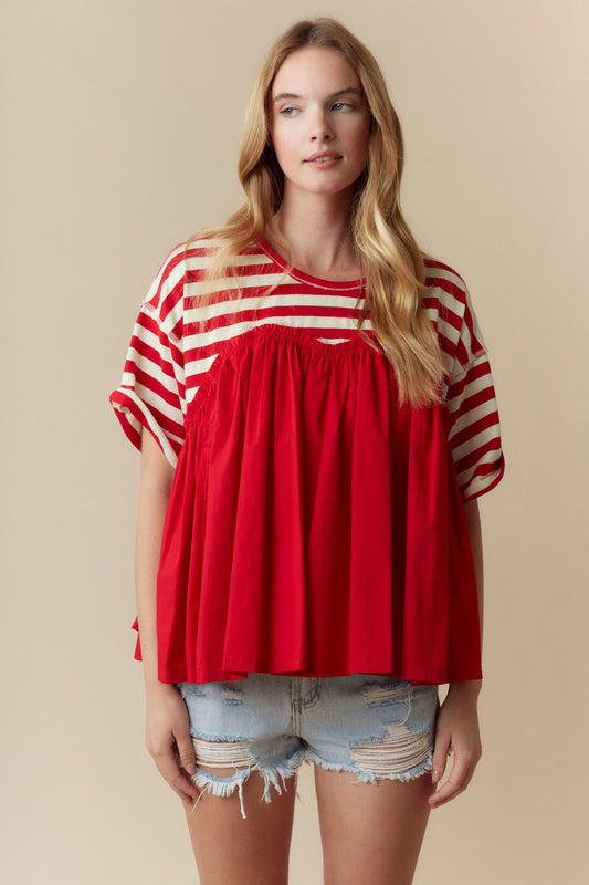 Red Sweetheart Baby Doll Top