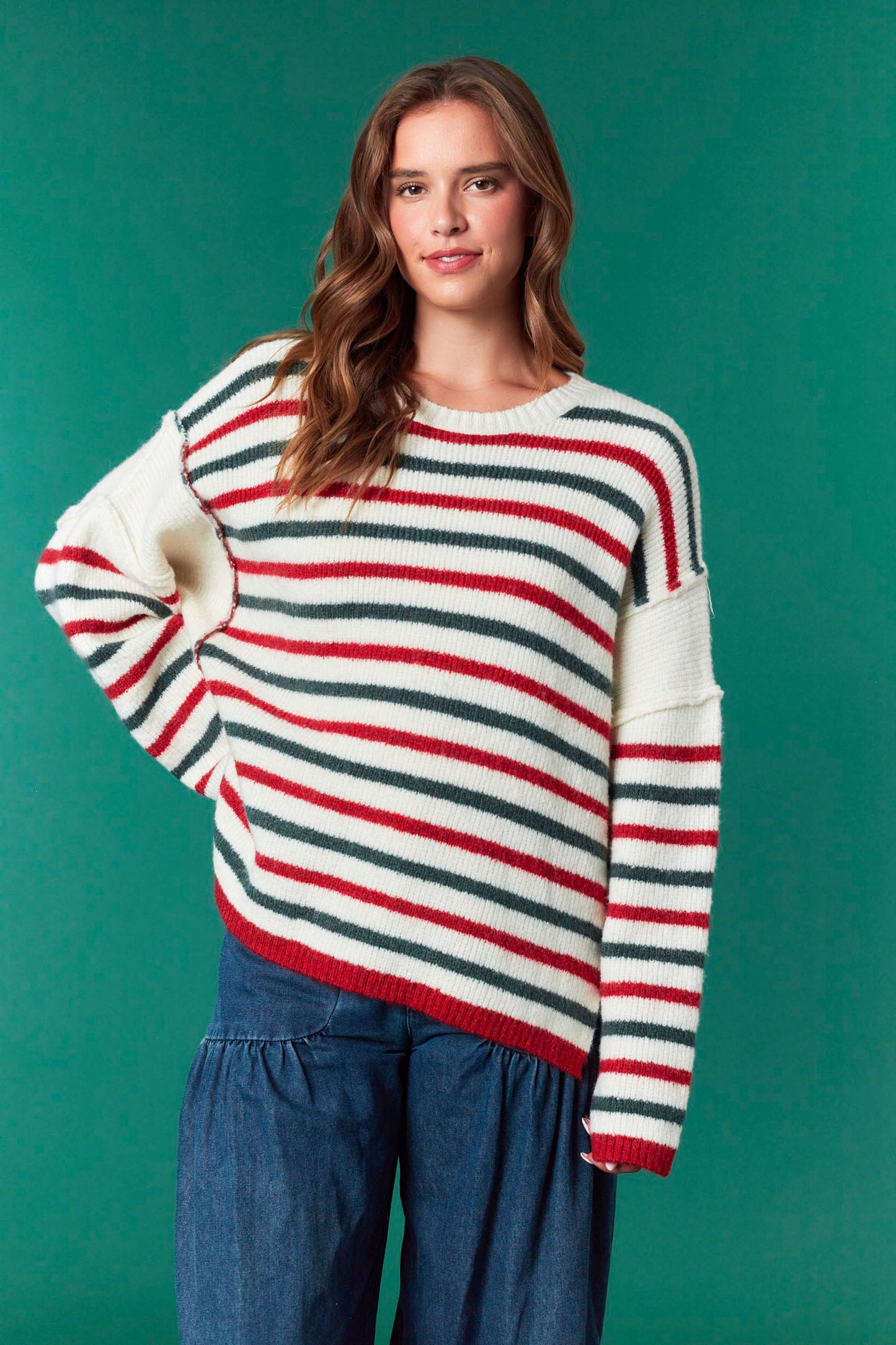 Classic Holiday Stripe Knit Sweater