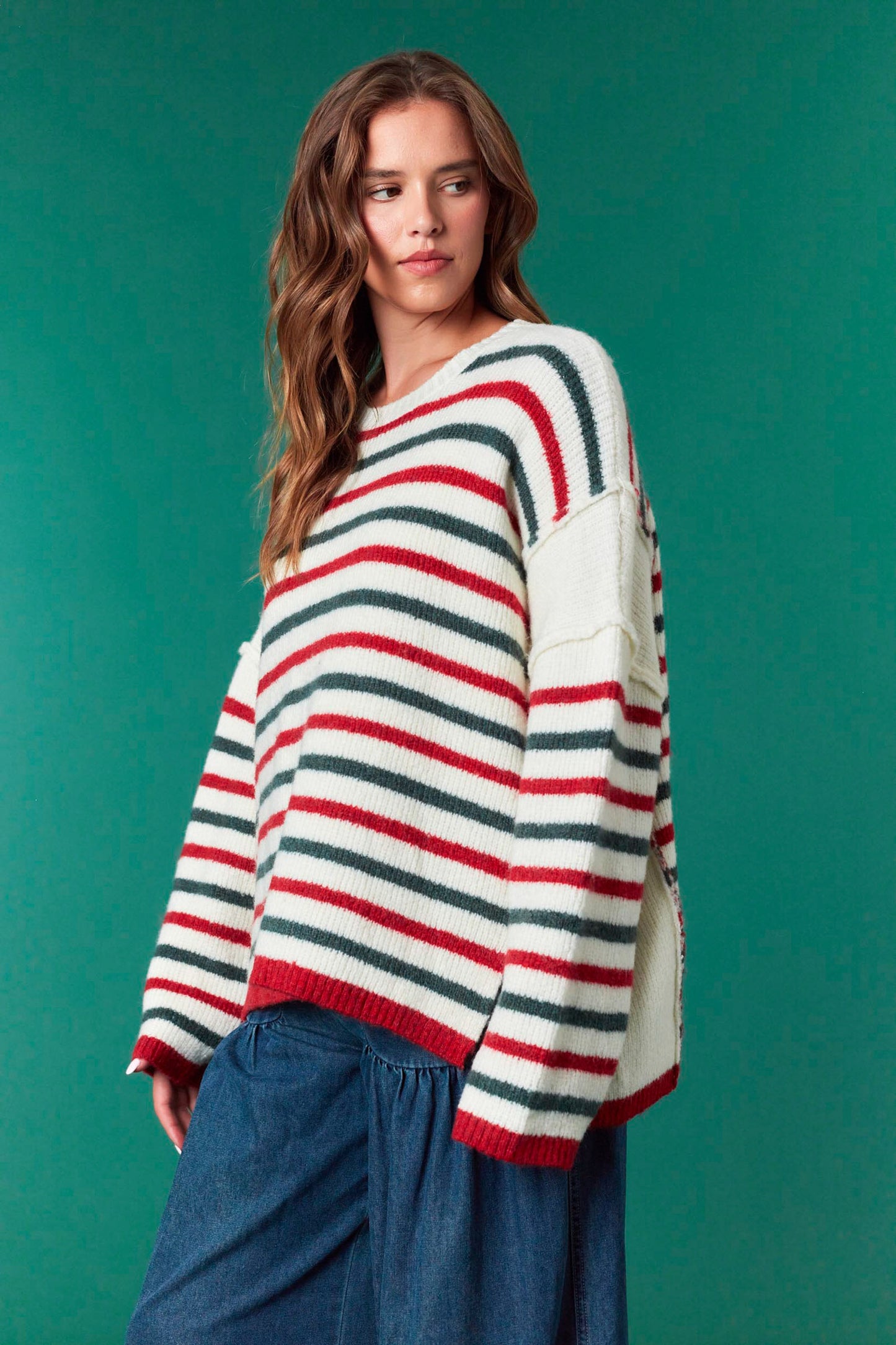 Classic Holiday Stripe Knit Sweater