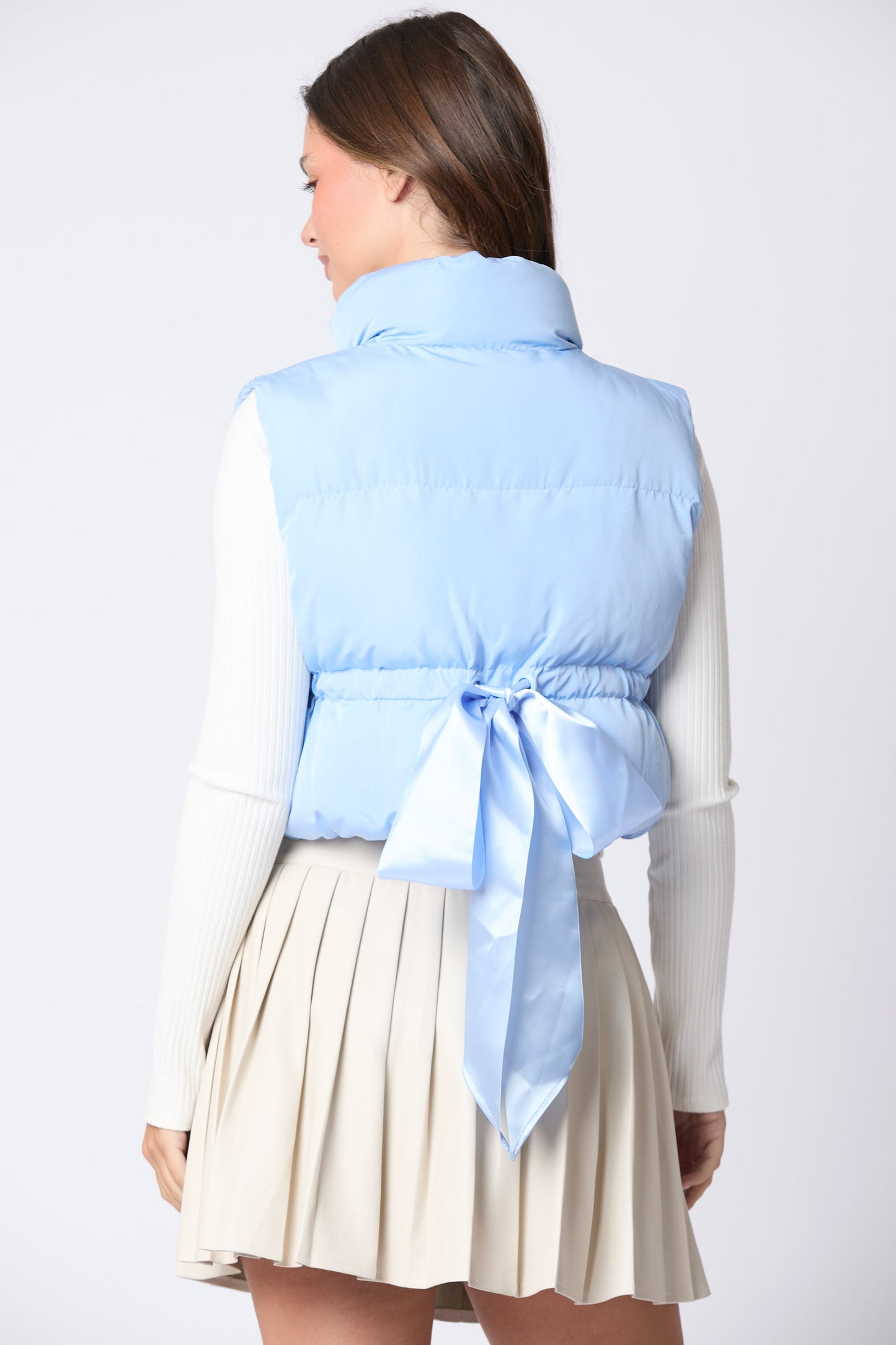 Powder Blue Bow Puffer Vest