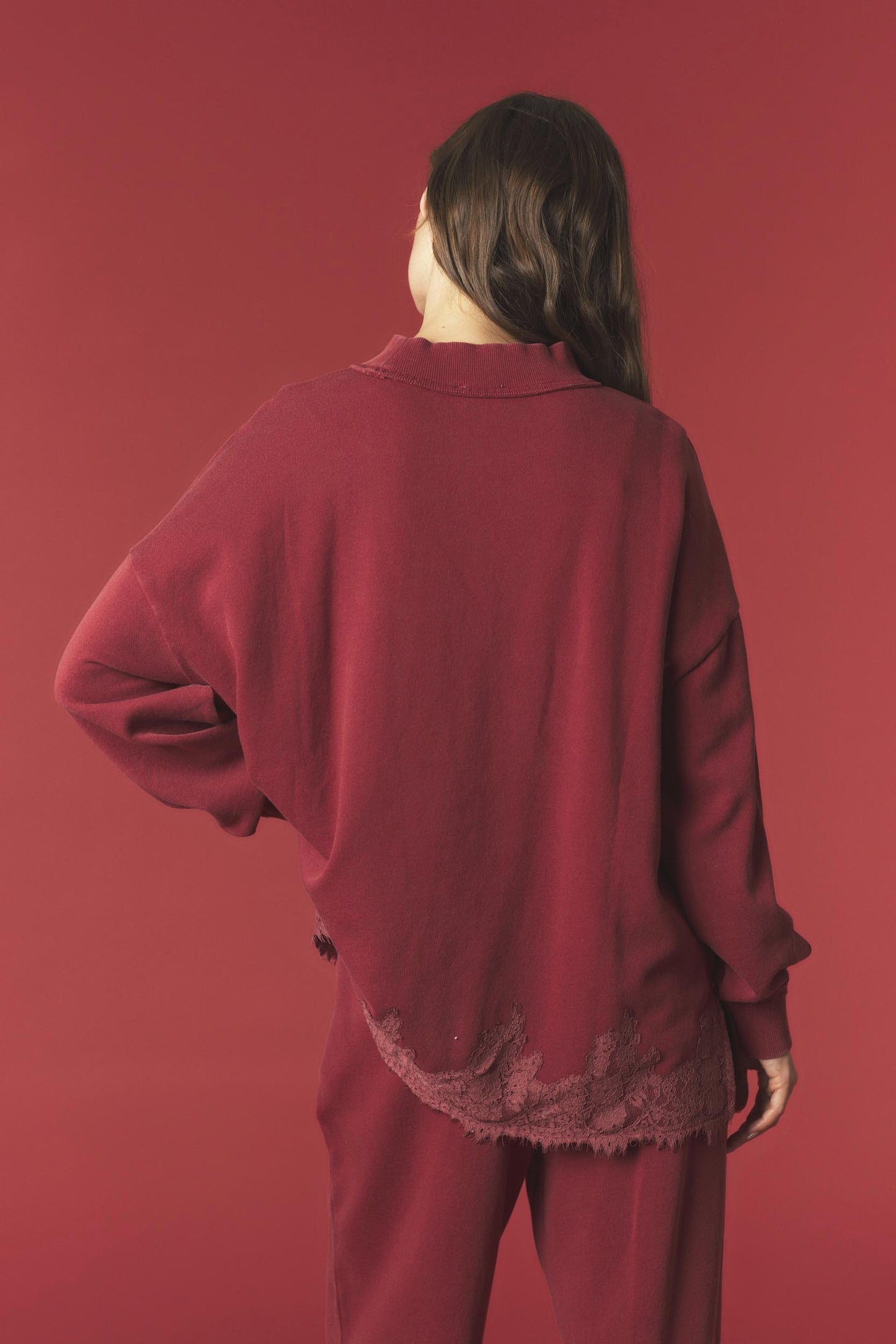 Cabernet Lace Mockneck