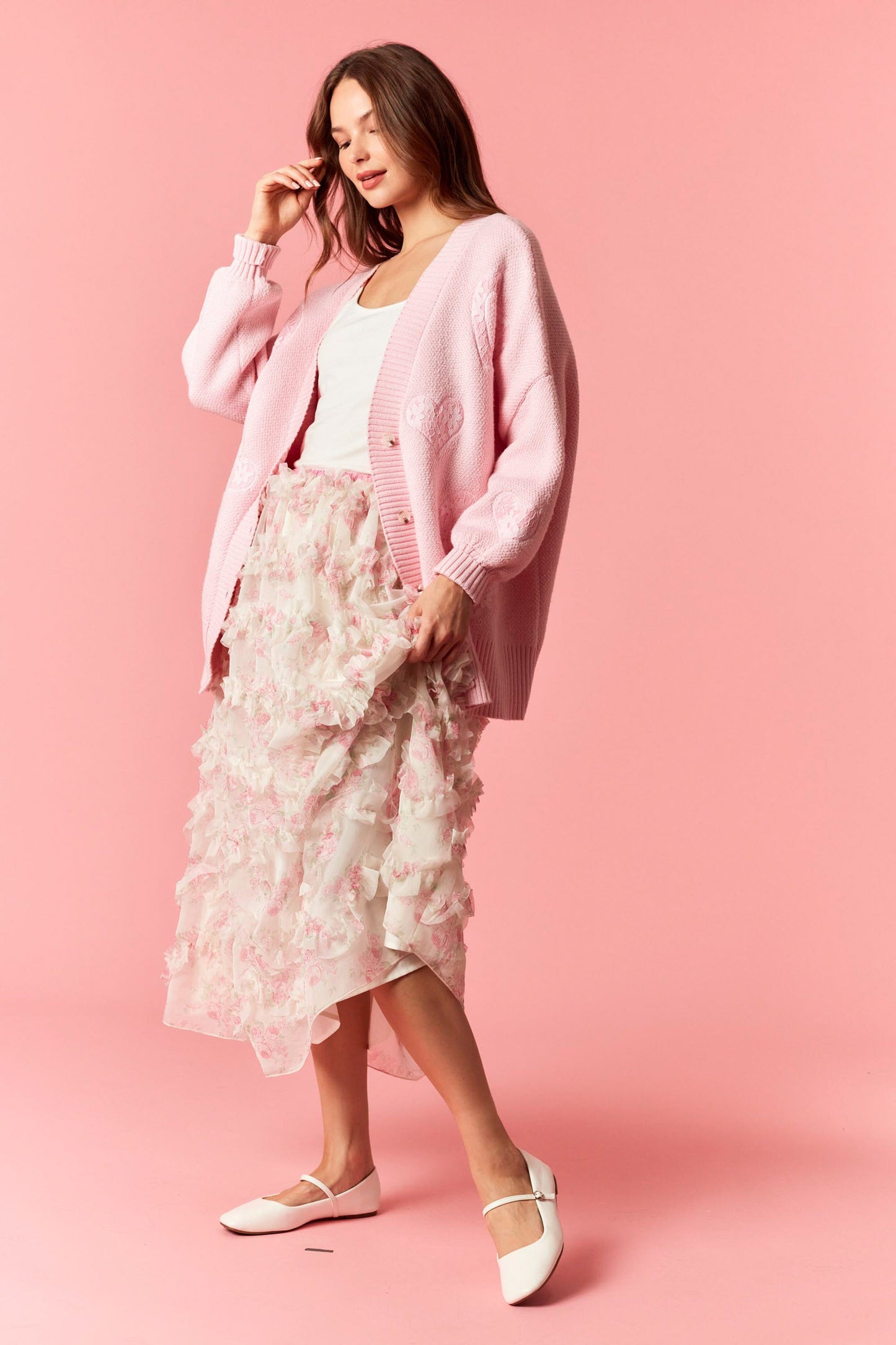 Sweetheart Knit Oversized Cardigan