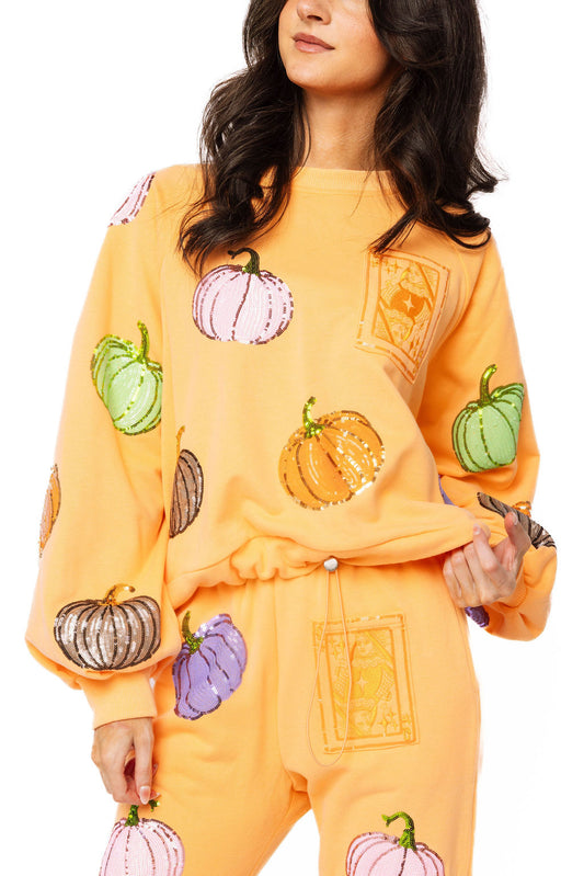Orange Multi Pumpkin QOS Card Sweatshirt