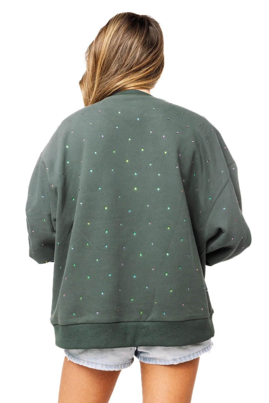 Charcoal Skeleton Holding Queen Cards Rhinestone Sweatshirt