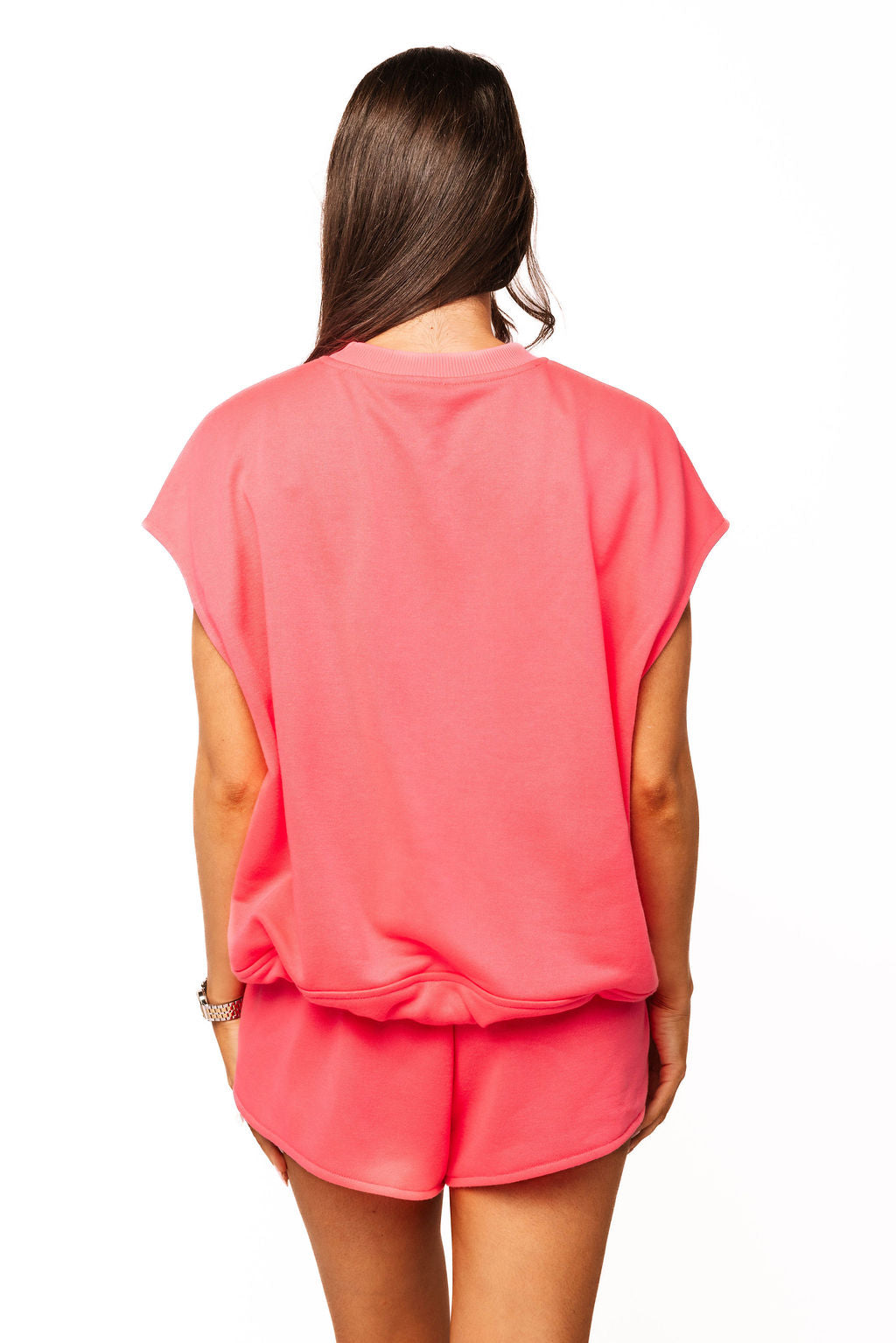 Neon Pink QOS Card Logo Drawstring Short