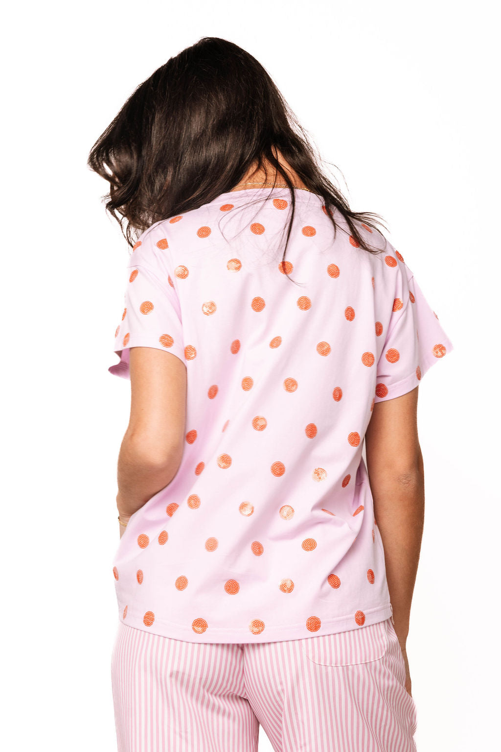 Pink & Orange Polka Dot QOS Card Logo Tee