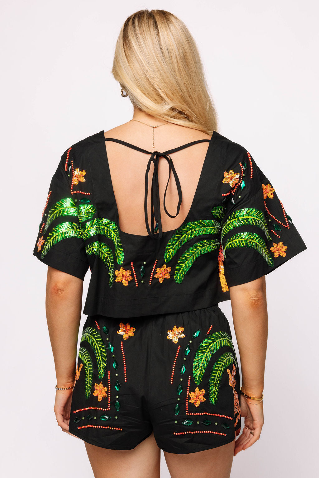 Black Palm Tree & Jaguar Top
