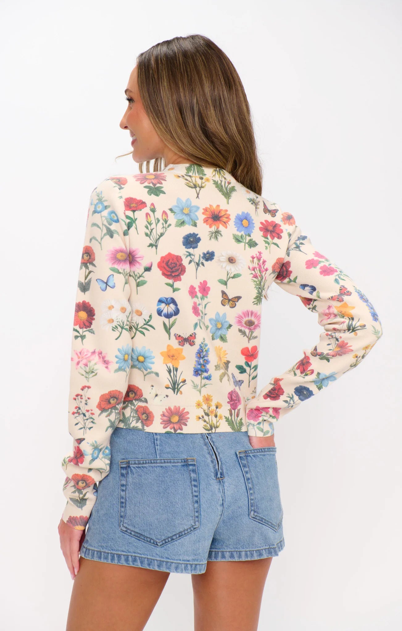 French Floral Knit Cafe Cardigan