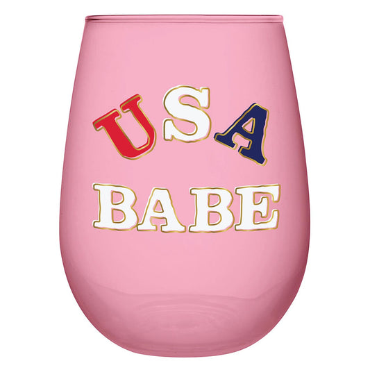 USA Babe Stemless Wine Glass