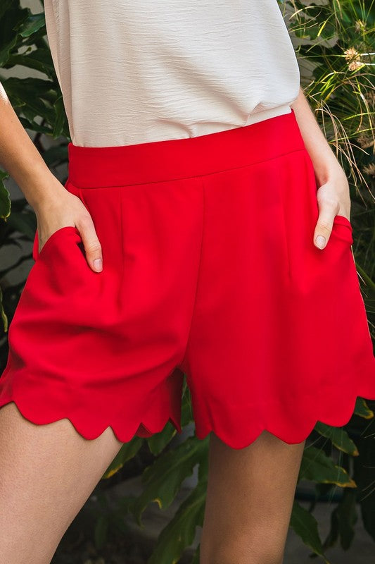 Tomato Scalloped Shorts