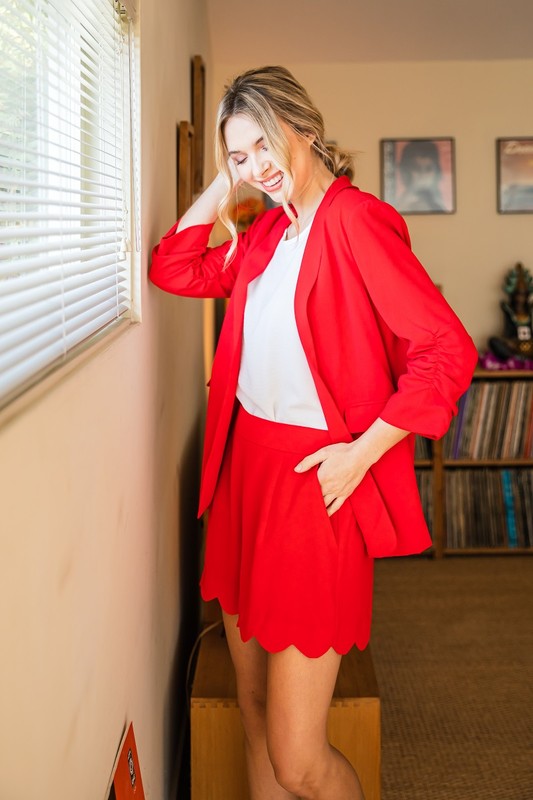 Tomato Scalloped Shorts