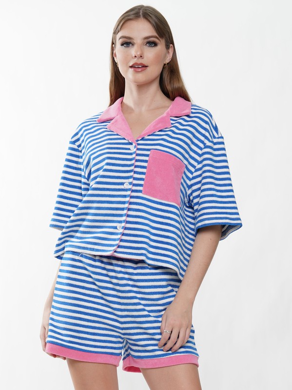 Terry Cloth Striped Top