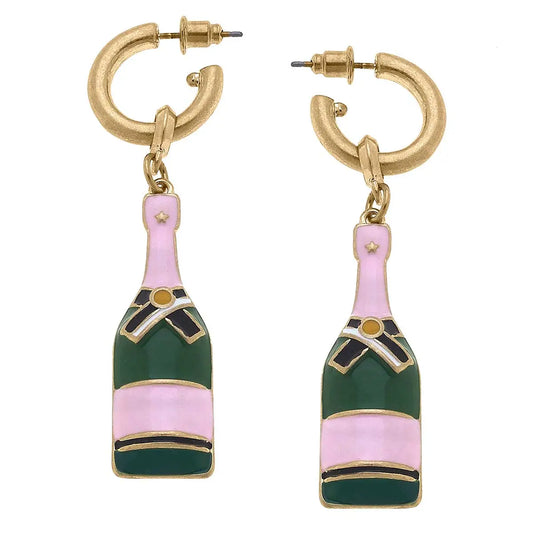 Lola Enamel Champagne Bottle Earrings