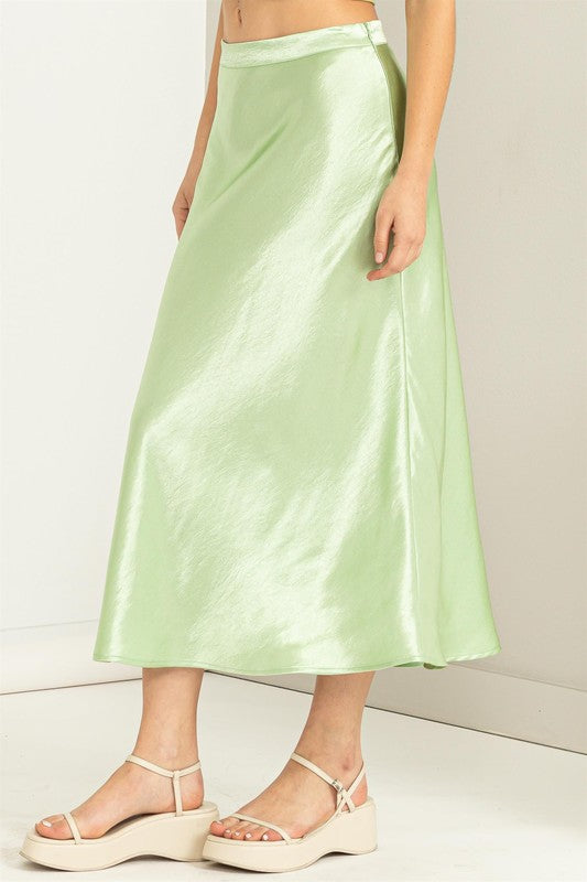 Feels Like Paradise Midi Skirt in Pastel Green