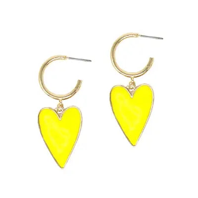 Yellow Heart Earrings