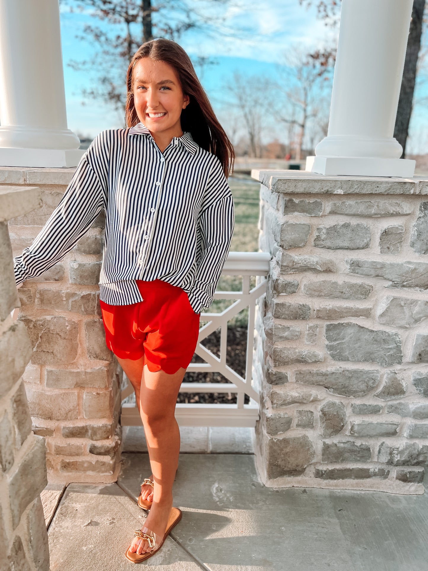 Tomato Scalloped Shorts