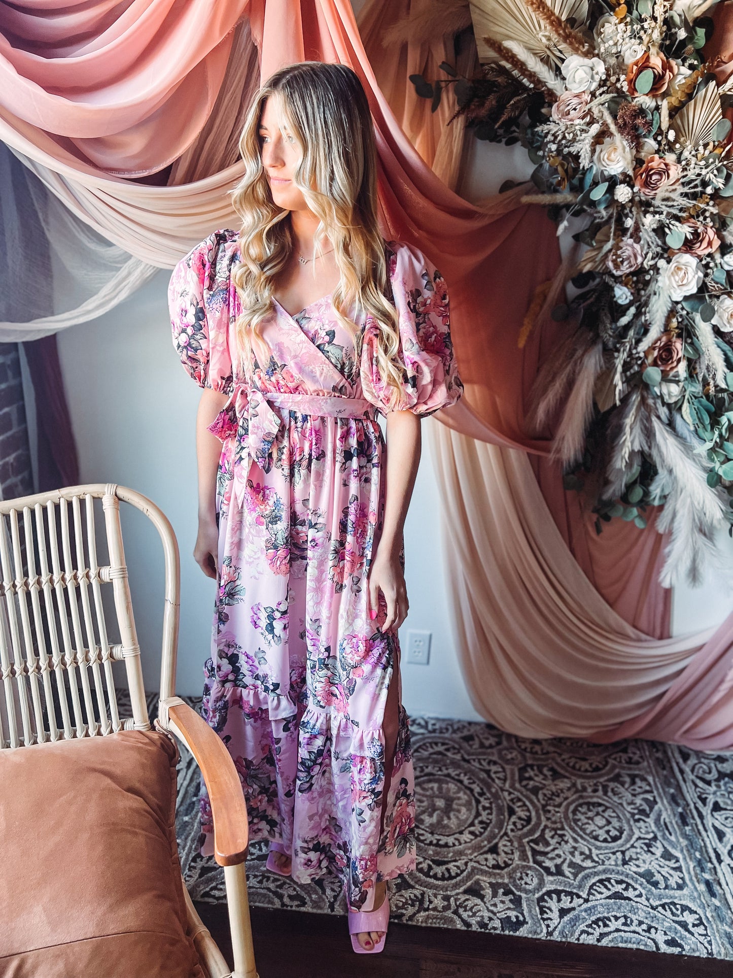 Sydney Bashful Puff Sleeve Maxi Dress