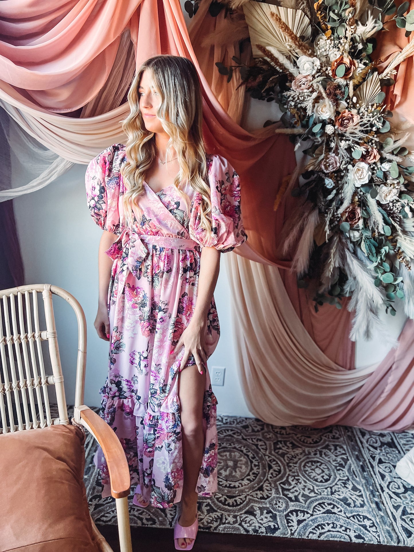 Sydney Bashful Puff Sleeve Maxi Dress