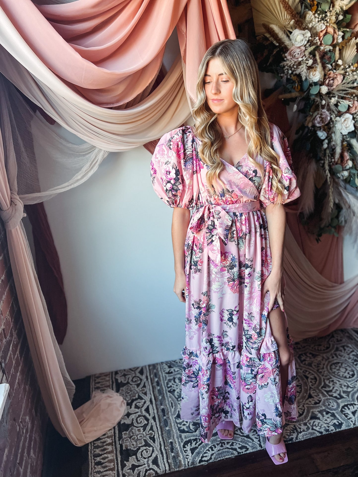 Sydney Bashful Puff Sleeve Maxi Dress