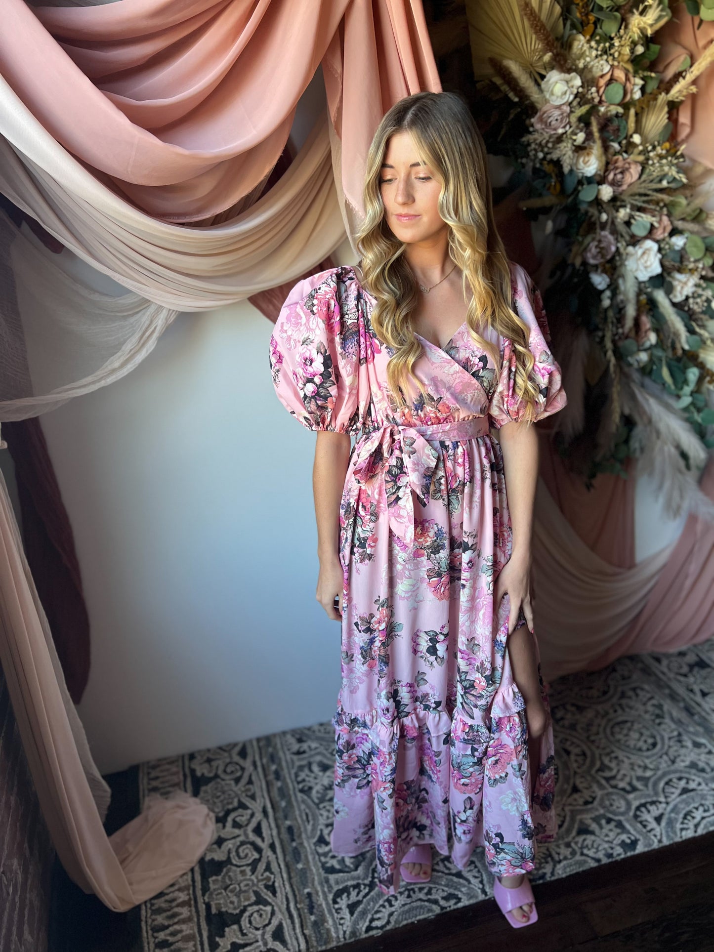 Sydney Bashful Puff Sleeve Maxi Dress