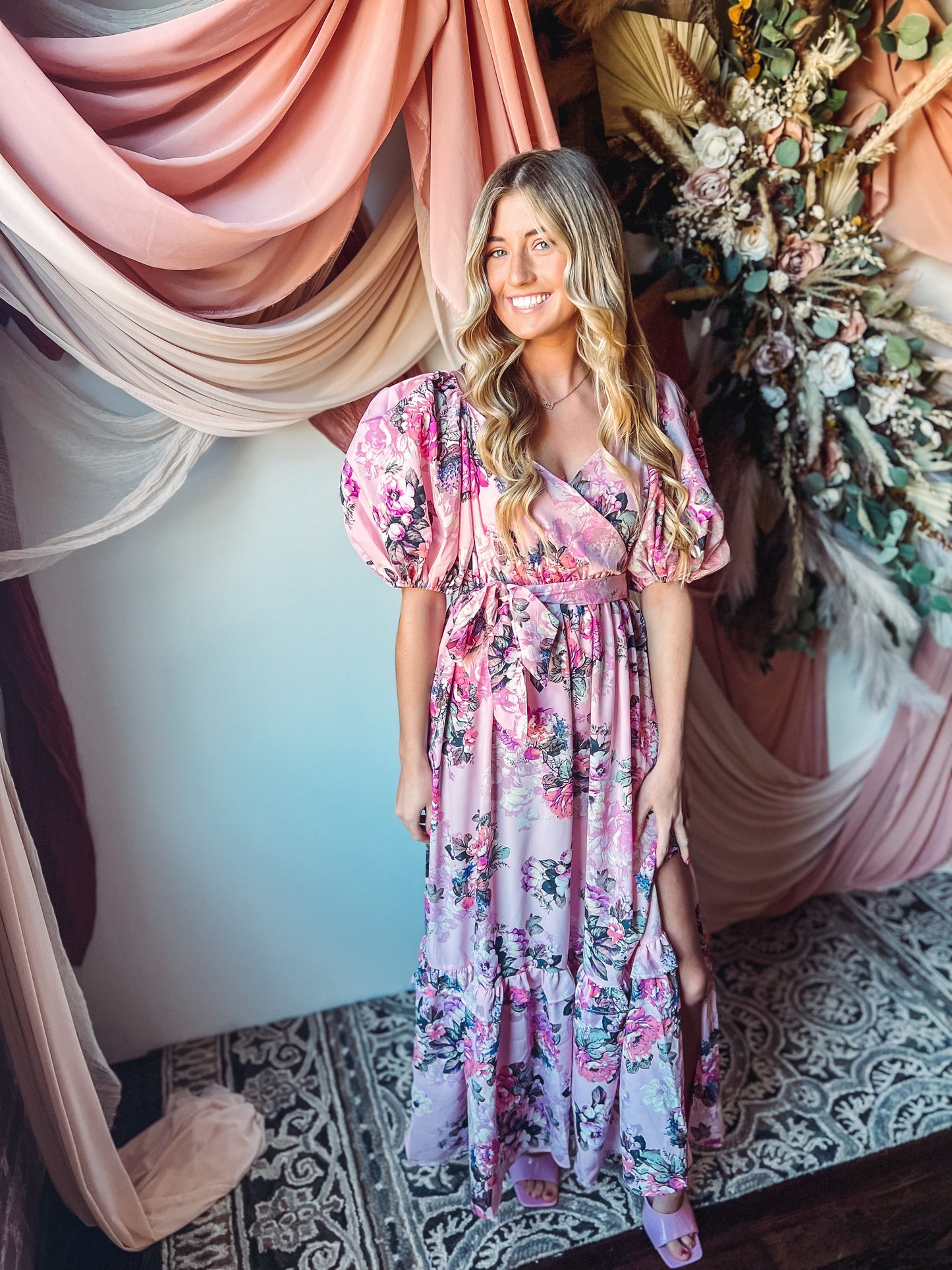 Sydney Bashful Puff Sleeve Maxi Dress