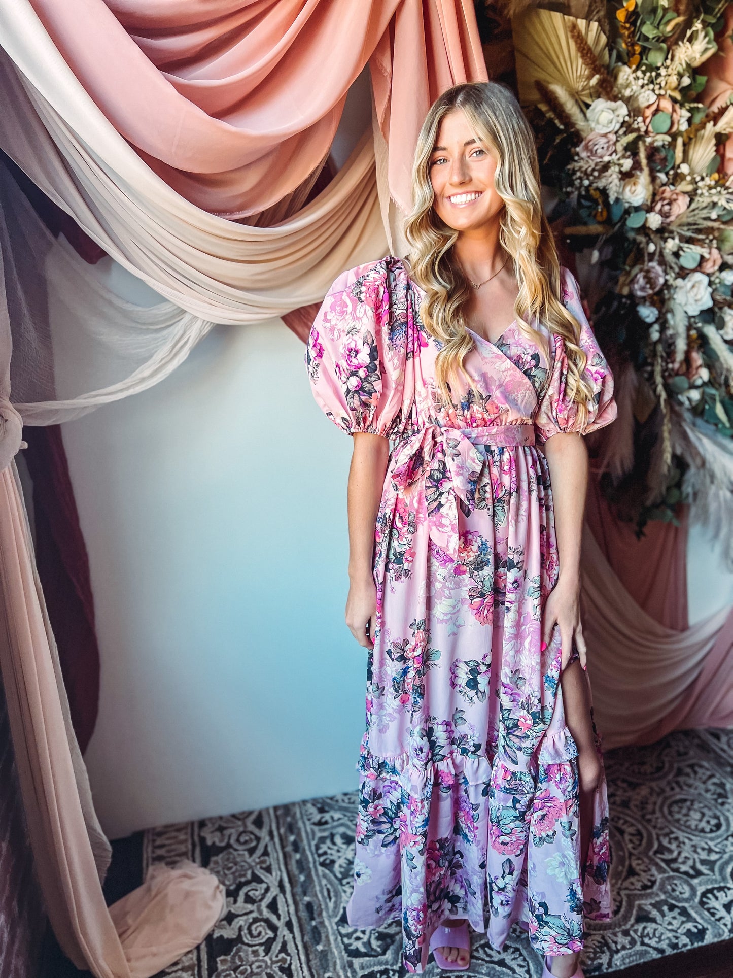 Sydney Bashful Puff Sleeve Maxi Dress