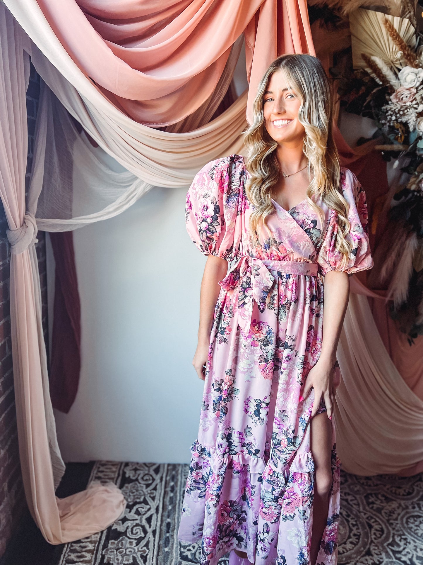 Sydney Bashful Puff Sleeve Maxi Dress