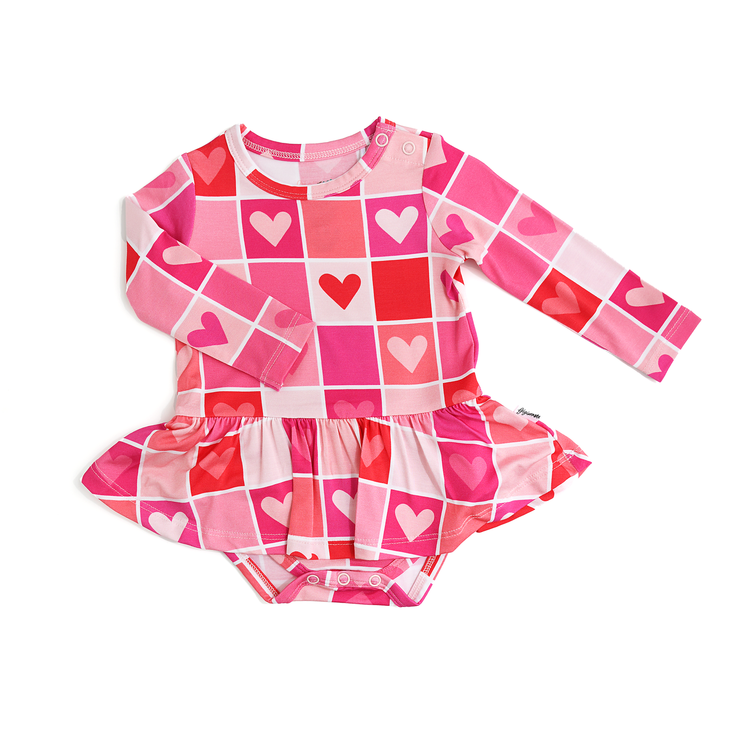 a pink and red dress with hearts on it